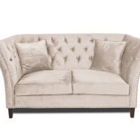 Διθέσιος Καναπές Chesterfield Queen Βελούδο Μπεζ 175×92×92 εκ