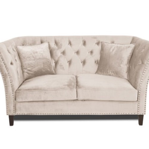 Διθέσιος Καναπές Chesterfield Queen Βελούδο Μπεζ 175×92×92 εκ