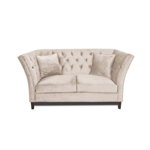 Διθέσιος Καναπές Chesterfield Queen Βελούδο Μπεζ 175×92×92 εκ