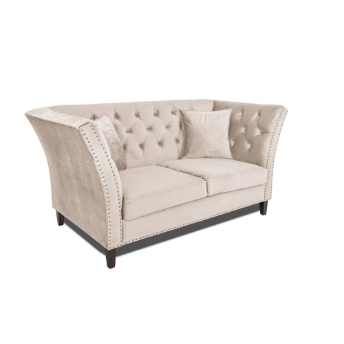 Διθέσιος Καναπές Chesterfield Queen Βελούδο Μπεζ 175×92×92 εκ