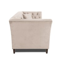 Διθέσιος Καναπές Chesterfield Queen Βελούδο Μπεζ 175×92×92 εκ