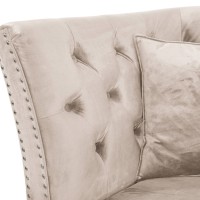 Διθέσιος Καναπές Chesterfield Queen Βελούδο Μπεζ 175×92×92 εκ