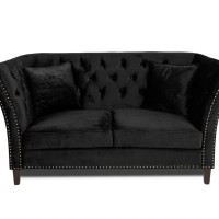 Διθέσιος Καναπές Chesterfield Queen Βελούδο Μαύρο 175×92×92 εκ