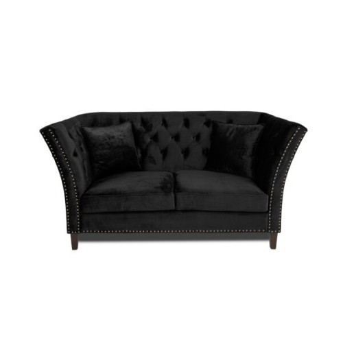 Διθέσιος Καναπές Chesterfield Queen Βελούδο Μαύρο 175×92×92 εκ