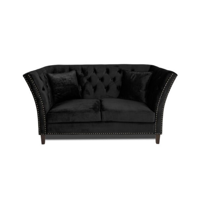 Διθέσιος Καναπές Chesterfield Queen Βελούδο Μαύρο 175×92×92 εκ