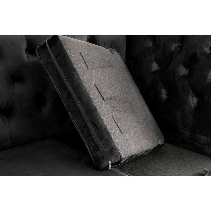 Διθέσιος Καναπές Chesterfield Queen Βελούδο Μαύρο 175×92×92 εκ