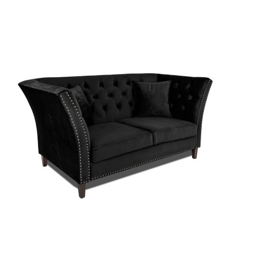 Διθέσιος Καναπές Chesterfield Queen Βελούδο Μαύρο 175×92×92 εκ