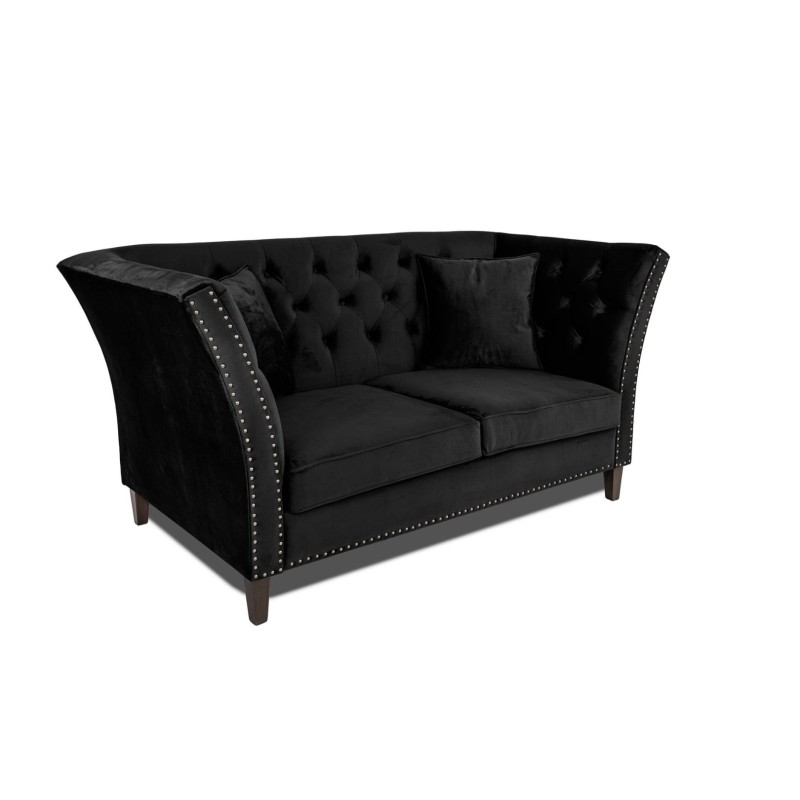 Διθέσιος Καναπές Chesterfield Queen Βελούδο Μαύρο 175×92×92 εκ