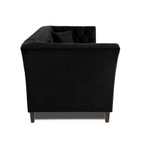 Διθέσιος Καναπές Chesterfield Queen Βελούδο Μαύρο 175×92×92 εκ
