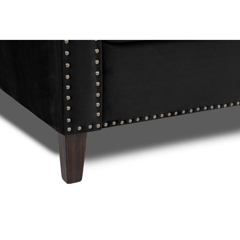 Διθέσιος Καναπές Chesterfield Queen Βελούδο Μαύρο 175×92×92 εκ