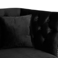 Διθέσιος Καναπές Chesterfield Queen Βελούδο Μαύρο 175×92×92 εκ