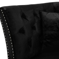 Διθέσιος Καναπές Chesterfield Queen Βελούδο Μαύρο 175×92×92 εκ
