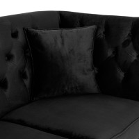 Διθέσιος Καναπές Chesterfield Queen Βελούδο Μαύρο 175×92×92 εκ
