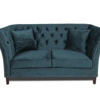 Διθέσιος Καναπές Chesterfield Queen Βελούδο Πετρόλ 175×92×92 εκ
