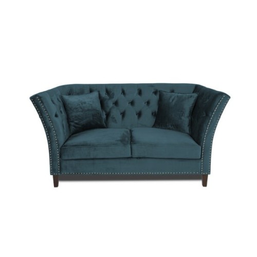 Διθέσιος Καναπές Chesterfield Queen Βελούδο Πετρόλ 175×92×92 εκ