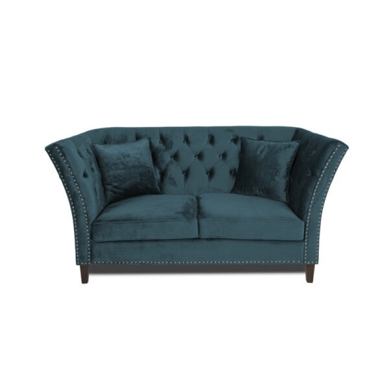 Διθέσιος Καναπές Chesterfield Queen Βελούδο Πετρόλ 175×92×92 εκ