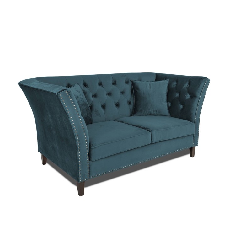 Διθέσιος Καναπές Chesterfield Queen Βελούδο Πετρόλ 175×92×92 εκ