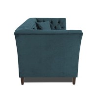 Διθέσιος Καναπές Chesterfield Queen Βελούδο Πετρόλ 175×92×92 εκ