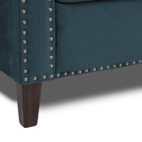 Διθέσιος Καναπές Chesterfield Queen Βελούδο Πετρόλ 175×92×92 εκ
