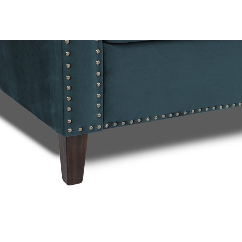 Διθέσιος Καναπές Chesterfield Queen Βελούδο Πετρόλ 175×92×92 εκ