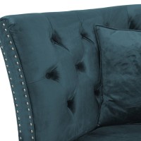 Διθέσιος Καναπές Chesterfield Queen Βελούδο Πετρόλ 175×92×92 εκ