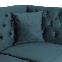 Διθέσιος Καναπές Chesterfield Queen Βελούδο Πετρόλ 175×92×92 εκ