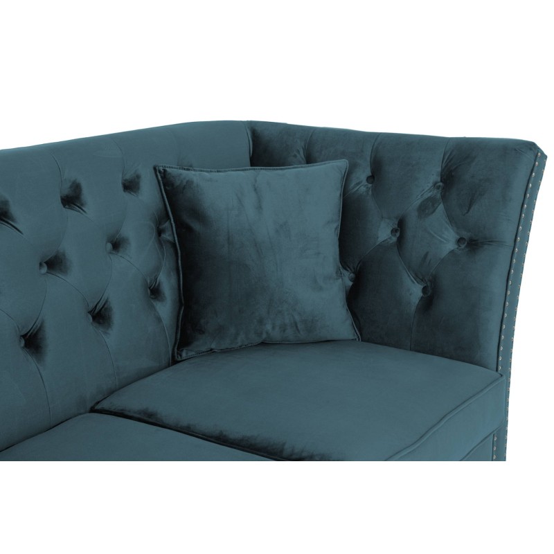 Διθέσιος Καναπές Chesterfield Queen Βελούδο Πετρόλ 175×92×92 εκ