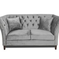 Διθέσιος Καναπές Chesterfield Queen Βελούδο Ανοιχτό Γκρι 175×92×92 εκ