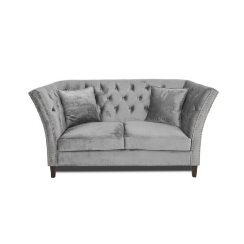 Διθέσιος Καναπές Chesterfield Queen Βελούδο Ανοιχτό Γκρι 175×92×92 εκ