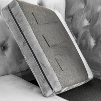 Διθέσιος Καναπές Chesterfield Queen Βελούδο Ανοιχτό Γκρι 175×92×92 εκ