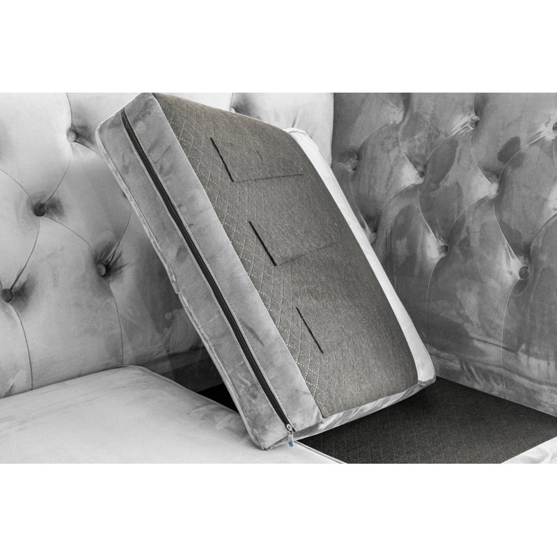 Διθέσιος Καναπές Chesterfield Queen Βελούδο Ανοιχτό Γκρι 175×92×92 εκ