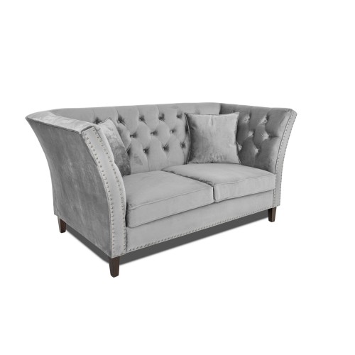 Διθέσιος Καναπές Chesterfield Queen Βελούδο Ανοιχτό Γκρι 175×92×92 εκ