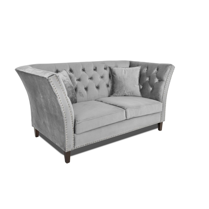 Διθέσιος Καναπές Chesterfield Queen Βελούδο Ανοιχτό Γκρι 175×92×92 εκ