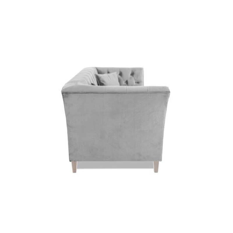 Διθέσιος Καναπές Chesterfield Queen Βελούδο Ανοιχτό Γκρι 175×92×92 εκ