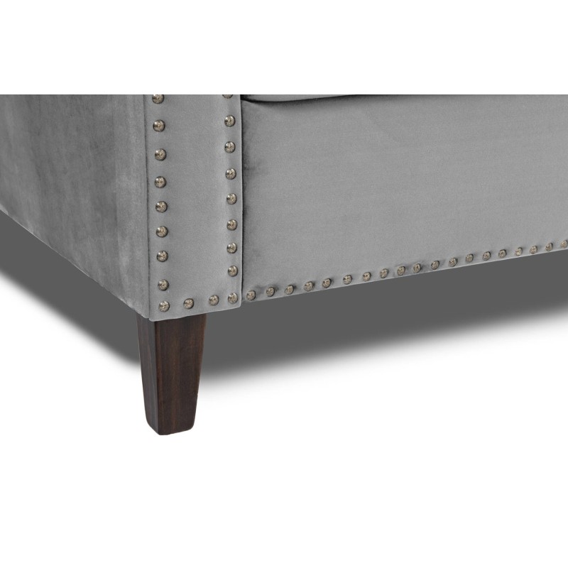 Διθέσιος Καναπές Chesterfield Queen Βελούδο Ανοιχτό Γκρι 175×92×92 εκ