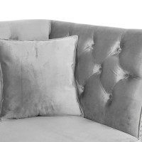 Διθέσιος Καναπές Chesterfield Queen Βελούδο Ανοιχτό Γκρι 175×92×92 εκ