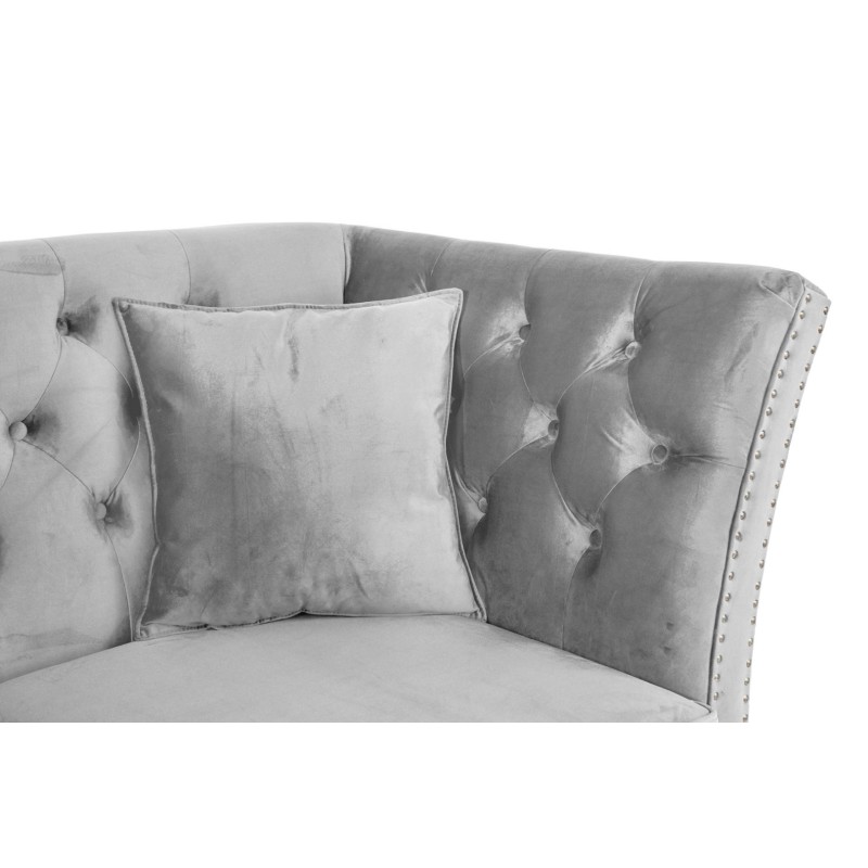 Διθέσιος Καναπές Chesterfield Queen Βελούδο Ανοιχτό Γκρι 175×92×92 εκ