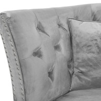 Διθέσιος Καναπές Chesterfield Queen Βελούδο Ανοιχτό Γκρι 175×92×92 εκ