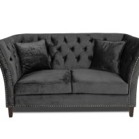 Διθέσιος Καναπές Chesterfield Queen Βελούδο Γκρι Ανθρακί 175×92×92 εκ