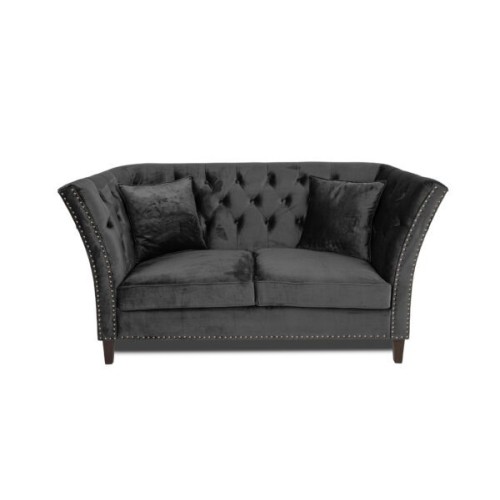 Διθέσιος Καναπές Chesterfield Queen Βελούδο Γκρι Ανθρακί 175×92×92 εκ