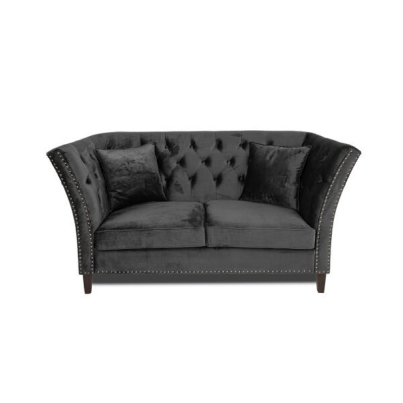 Διθέσιος Καναπές Chesterfield Queen Βελούδο Γκρι Ανθρακί 175×92×92 εκ