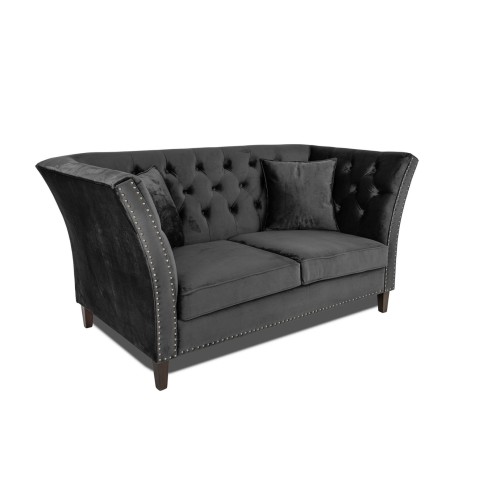 Διθέσιος Καναπές Chesterfield Queen Βελούδο Γκρι Ανθρακί 175×92×92 εκ