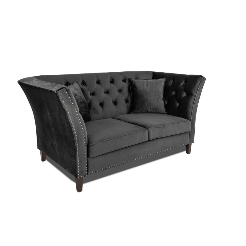 Διθέσιος Καναπές Chesterfield Queen Βελούδο Γκρι Ανθρακί 175×92×92 εκ