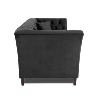 Διθέσιος Καναπές Chesterfield Queen Βελούδο Γκρι Ανθρακί 175×92×92 εκ