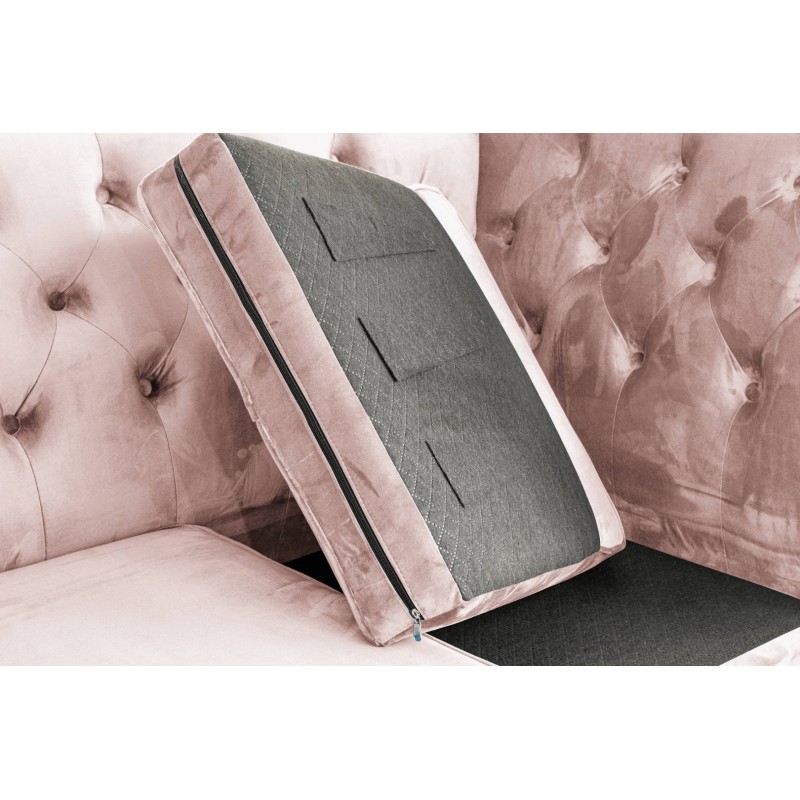 Διθέσιος Καναπές Chesterfield Queen Βελούδο Ροζ Γιασεμί 175×92×92 εκ