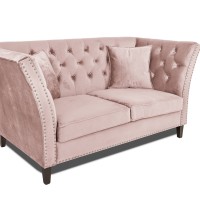 Διθέσιος Καναπές Chesterfield Queen Βελούδο Ροζ Γιασεμί 175×92×92 εκ