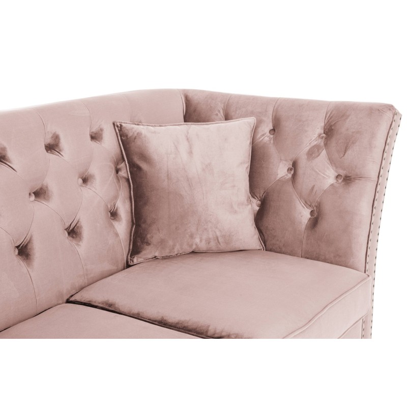 Διθέσιος Καναπές Chesterfield Queen Βελούδο Ροζ Γιασεμί 175×92×92 εκ