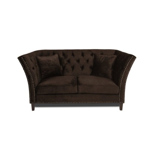 Διθέσιος Καναπές Chesterfield Queen Βελούδο Vintage Σκούρο Καφέ 175×92×92 εκ