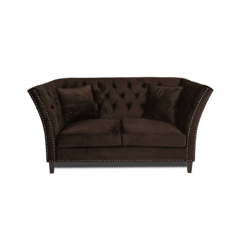 Διθέσιος Καναπές Chesterfield Queen Βελούδο Vintage Σκούρο Καφέ 175×92×92 εκ