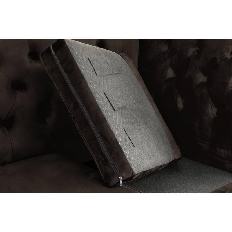 Διθέσιος Καναπές Chesterfield Queen Βελούδο Vintage Σκούρο Καφέ 175×92×92 εκ